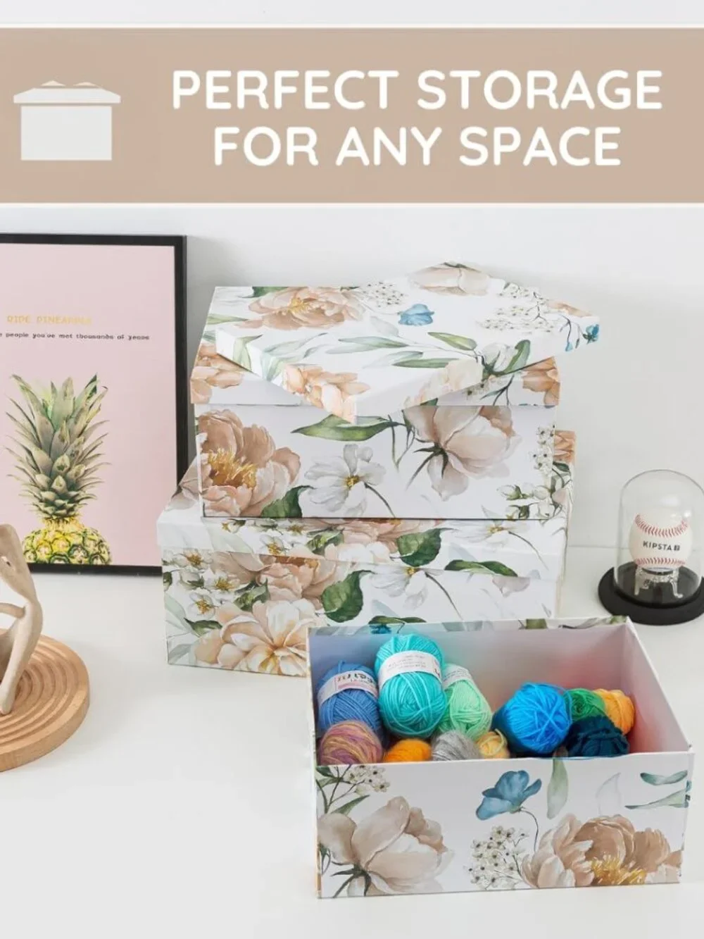 Decorative Cardboard Storage Boxes with Lids for Home Decor and Organization, Se - Picture 5 of 8